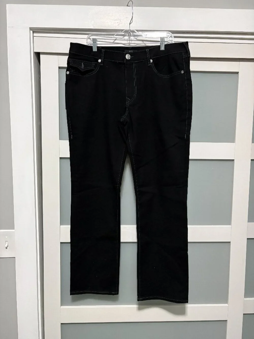 True Religion 2SB Body Black RInse Ricky Flap Jeans Pants sz 36x32 36 NWT